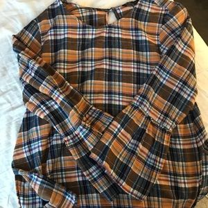 Plaid bell sleeve top